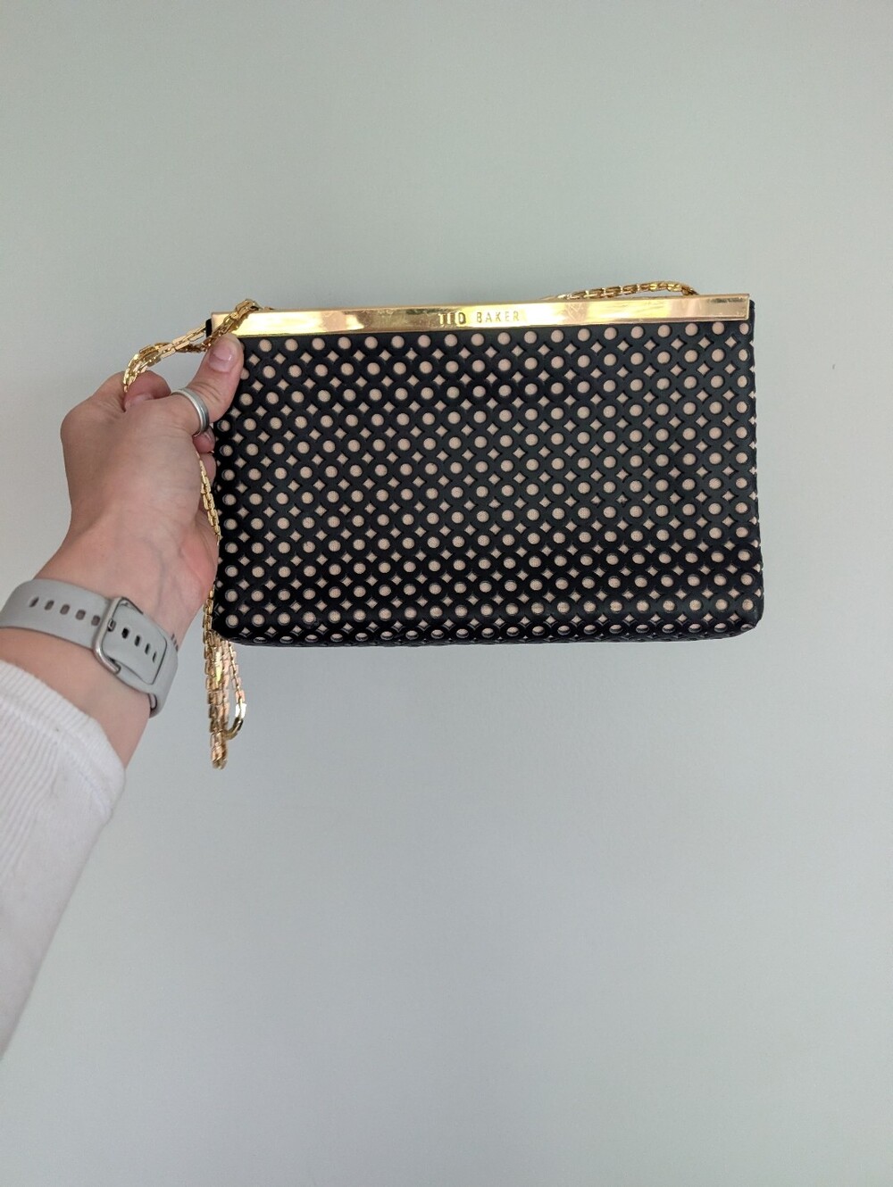Ted Baker Leather Laser Cutout Chain Crossbody Bag/Clutch | Wedding, Formal